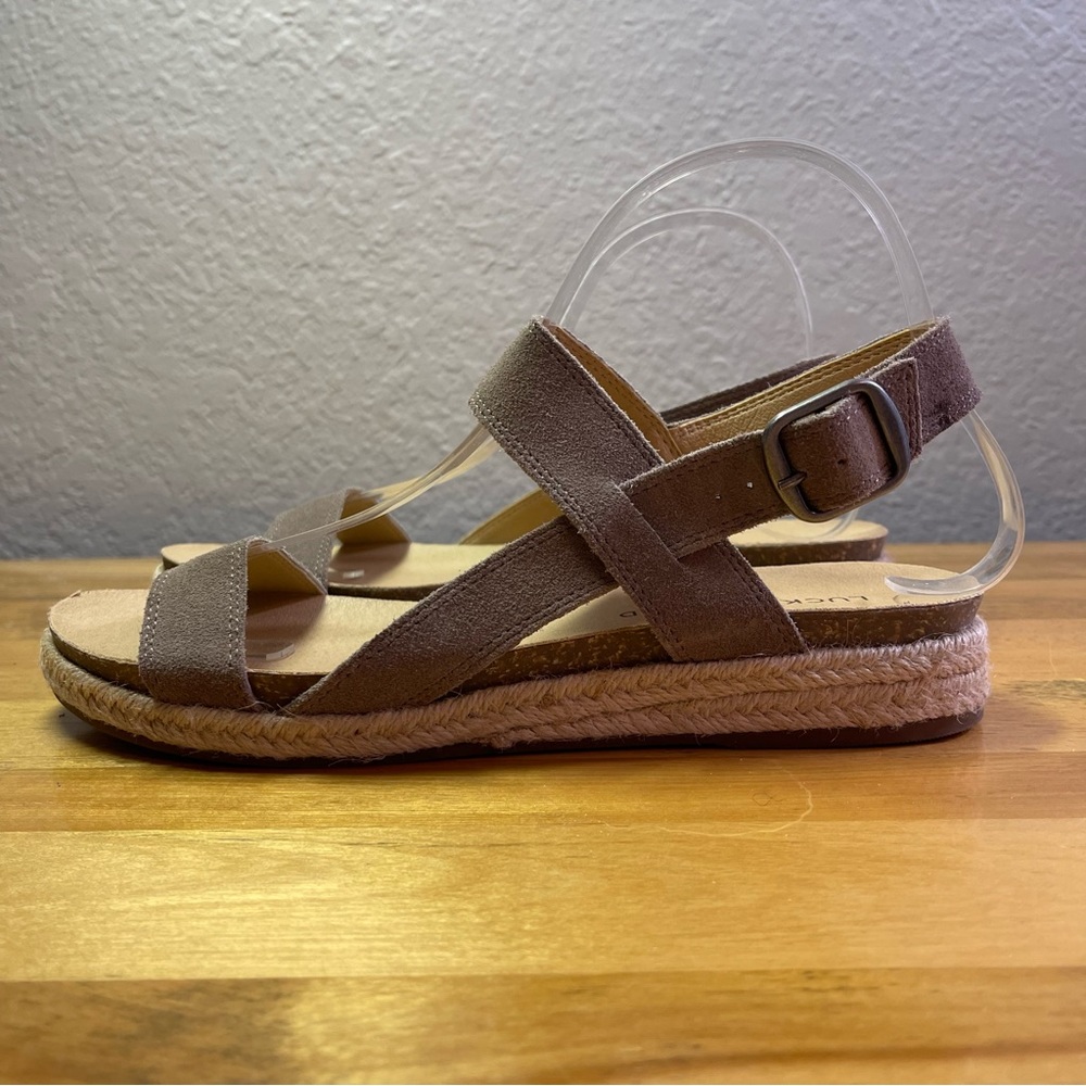 Women’s Taupe Cross-Strap Sandals with Espadrille Sole - Picture 2 of 12
